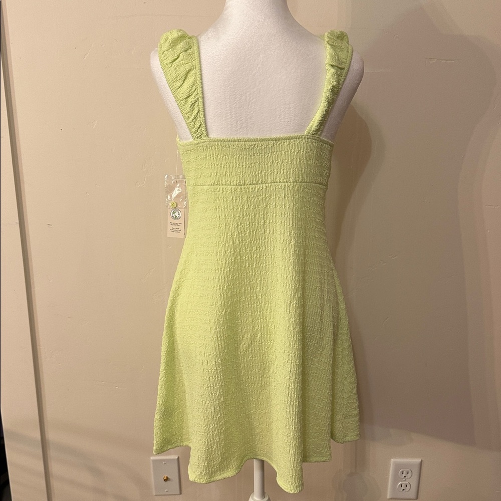 No Boundaries Lime Textured Strap Dress - Picture 2 of 5